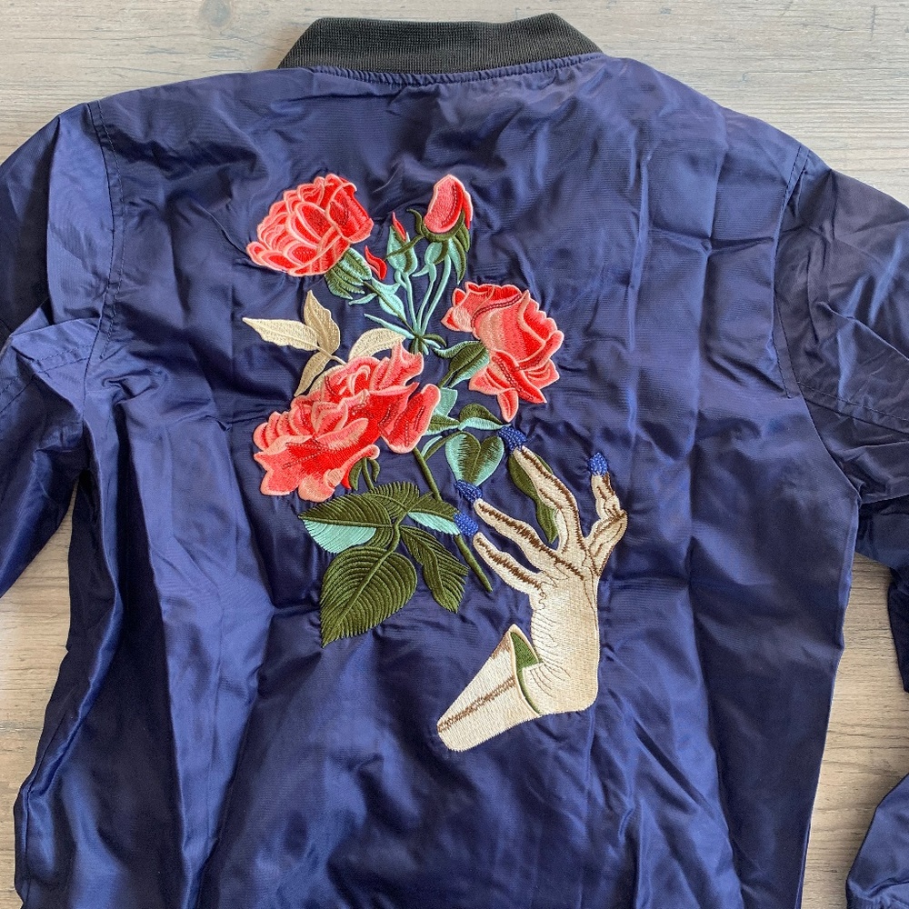 Embroidered Bomber Jacket - Rose Jacket